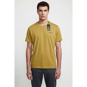 MERRELL Mens Graphic Logo Active Tee Dark Camel Size XL Crew Neck Wicking